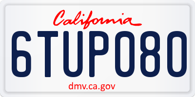 CA license plate 6TUP080