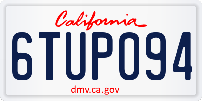 CA license plate 6TUP094