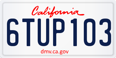 CA license plate 6TUP103
