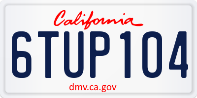CA license plate 6TUP104