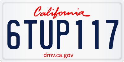 CA license plate 6TUP117