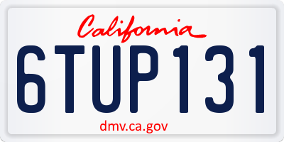 CA license plate 6TUP131