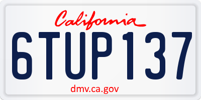 CA license plate 6TUP137