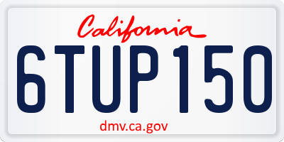CA license plate 6TUP150