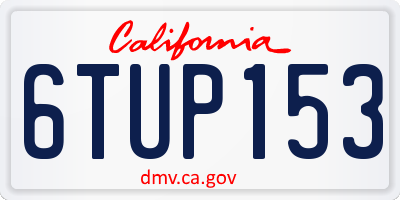 CA license plate 6TUP153