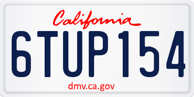 CA license plate 6TUP154