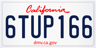 CA license plate 6TUP166