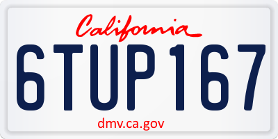 CA license plate 6TUP167