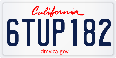 CA license plate 6TUP182