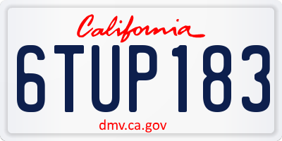 CA license plate 6TUP183