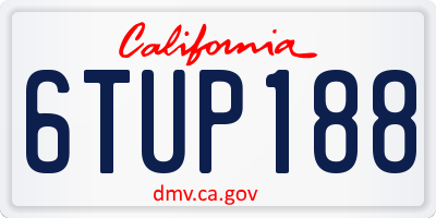 CA license plate 6TUP188