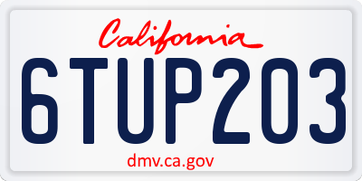 CA license plate 6TUP203