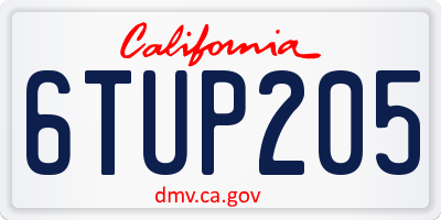 CA license plate 6TUP205