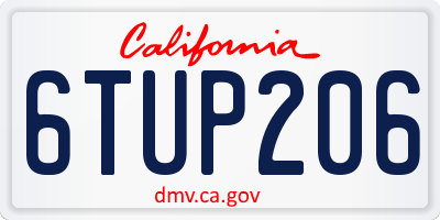 CA license plate 6TUP206