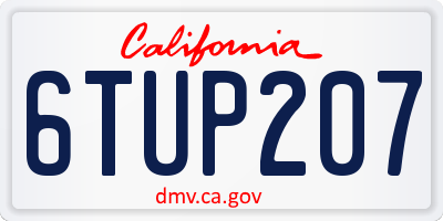 CA license plate 6TUP207