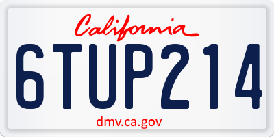 CA license plate 6TUP214