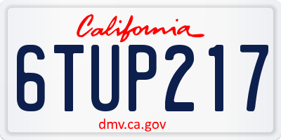 CA license plate 6TUP217