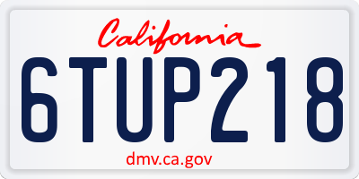 CA license plate 6TUP218