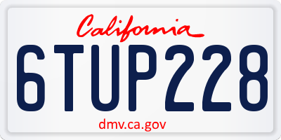 CA license plate 6TUP228