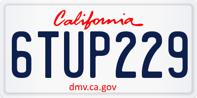 CA license plate 6TUP229