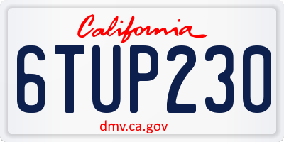 CA license plate 6TUP230