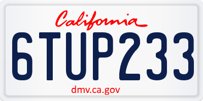 CA license plate 6TUP233