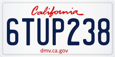CA license plate 6TUP238