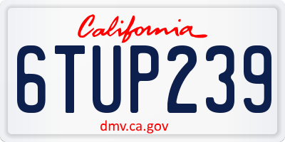 CA license plate 6TUP239