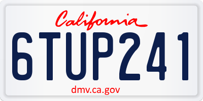 CA license plate 6TUP241