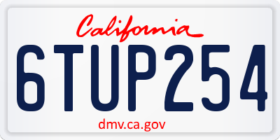 CA license plate 6TUP254