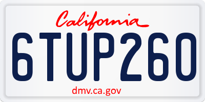 CA license plate 6TUP260