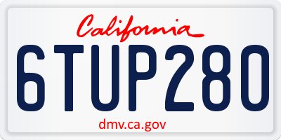 CA license plate 6TUP280
