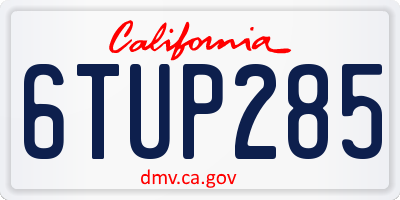 CA license plate 6TUP285