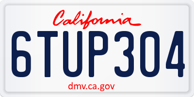 CA license plate 6TUP304