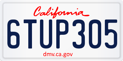CA license plate 6TUP305