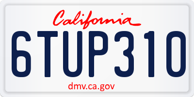 CA license plate 6TUP310