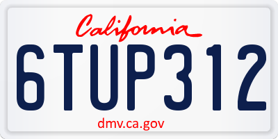 CA license plate 6TUP312