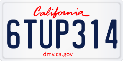 CA license plate 6TUP314