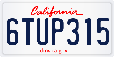 CA license plate 6TUP315