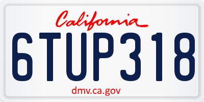 CA license plate 6TUP318