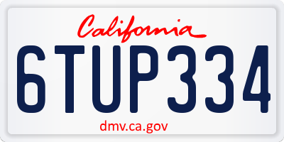 CA license plate 6TUP334