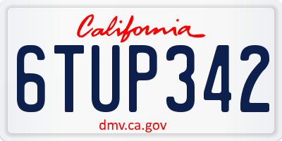 CA license plate 6TUP342