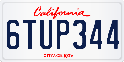 CA license plate 6TUP344
