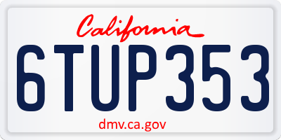 CA license plate 6TUP353