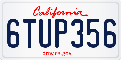 CA license plate 6TUP356