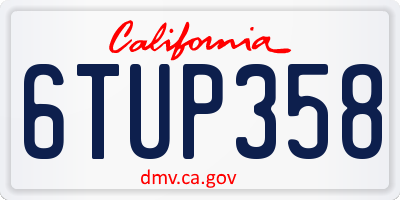 CA license plate 6TUP358