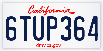 CA license plate 6TUP364