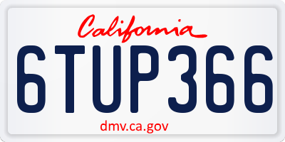 CA license plate 6TUP366