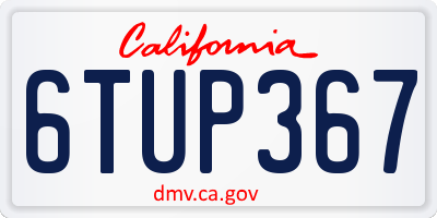 CA license plate 6TUP367