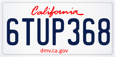 CA license plate 6TUP368